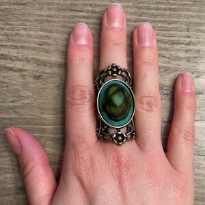 Elegant Green and Gold Statement Ring